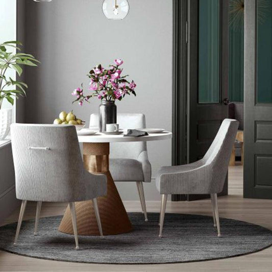 TV - BEATRIX PLEATED LIGHT GREY VELVET SIDE DINING CHAIR-SILVER LEGS