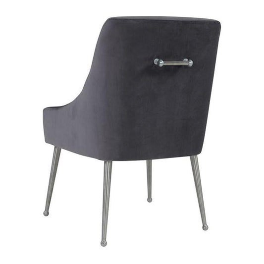 TV - BEATRIX GREY VELVET SIDE DINING CHAIR-SILVER LEGS