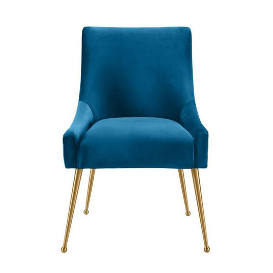 TV - BEATRIX PLEATED NAVY SIDE DINING CHAIR-GOLD LEGS