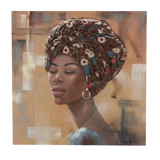 UA - WOMAN WALL ART WITH 3D HEAD GEAR & GOLD JEWELS