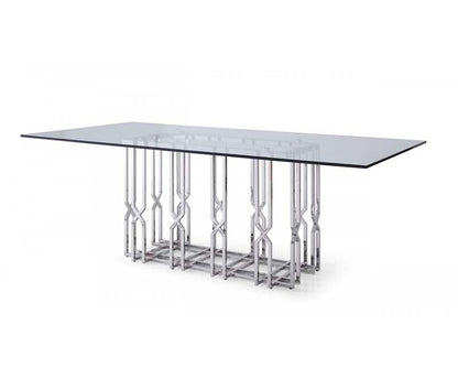 VG - ERICSON GLASS & STAINLESS STEEL DINING TABLE