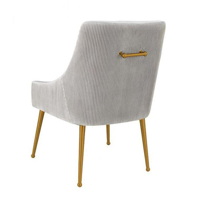 TV - BEATRIX PLEATED LIGHT GREY VELVET SIDE DINING CHAIR