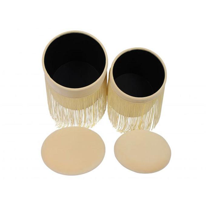 TV - TEDDY FAUX CREAM STORAGE OTTOMAN - S/2