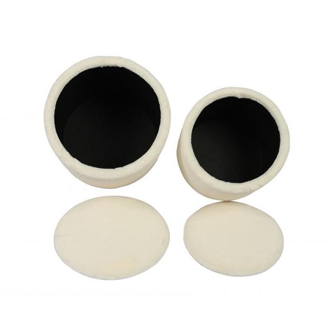 TV - TEDDY FAUX SHEEPSKIN STORAGE OTTOMANS S/2