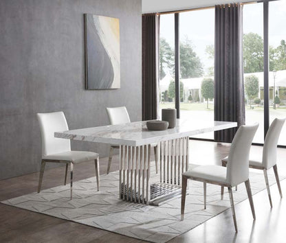 VG - KINGSLEY MARBLE & STAINLESS STEEL DINING TABLE