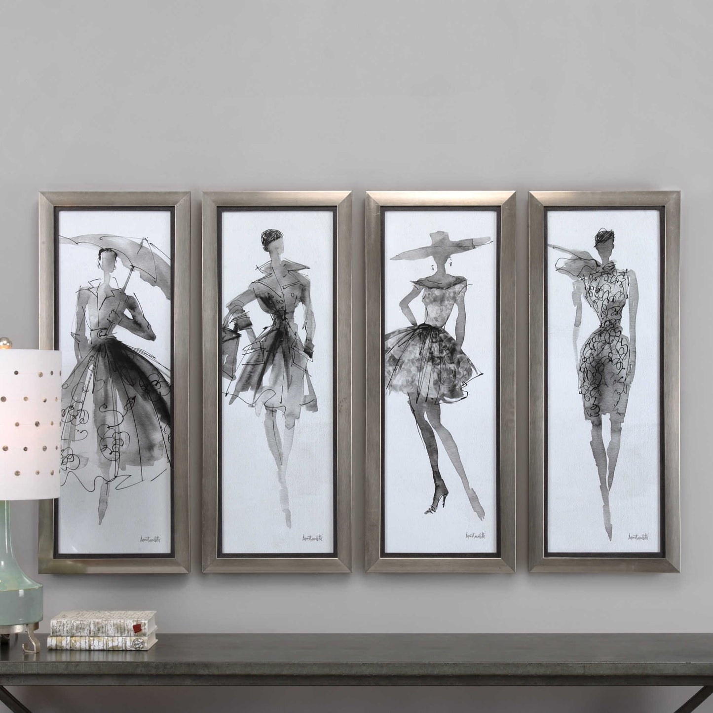 UT - FASHION SKETCHBOOK FRAMED PRINTS, SET OF 4