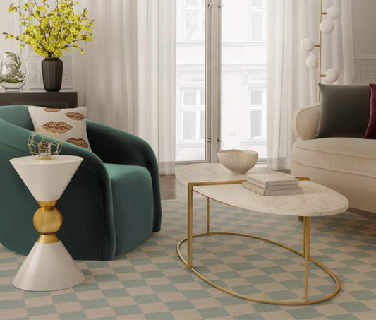 TV - CALEB OVAL MARBLE COCKTAIL TABLE