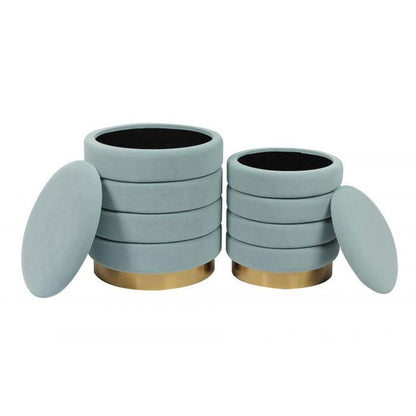 TV - SATURN SEA BLUE STORAGE OTTOMANS-SET/2