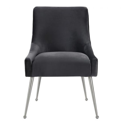 TV -  BEATRIX GREY VELVET SIDE DINING CHAIR-SILVER LEGS