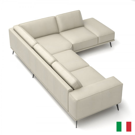 VG - LAMOD ITALIA SOHO - ITALIAN Grey LEATHER SECTIONAL SOFA