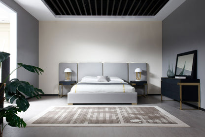 VG - MODREST ATHENA - MODERN LIGHT GREY LINEN + GOLD BED