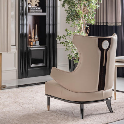 GB - ECRUE LEATHER ARMCHAIR