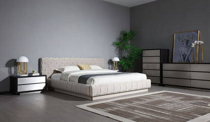 VG - MODREST CONCORD MODERN  GREY VELVET BEDROOM SET