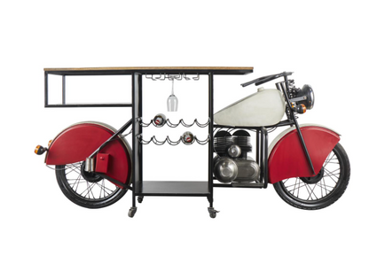 UA- RED METAL VINTAGE BAR CART