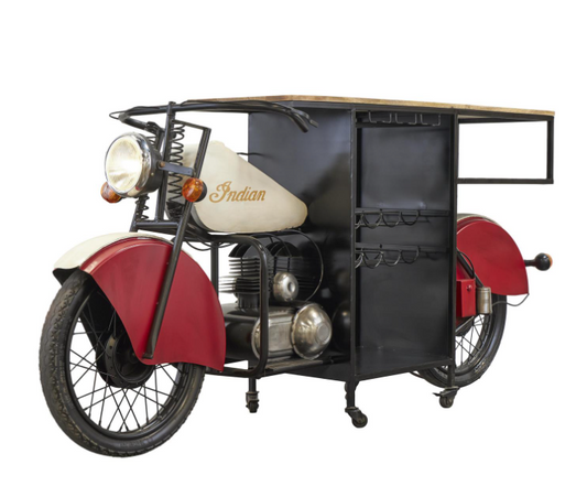 UA- RED METAL VINTAGE BAR CART