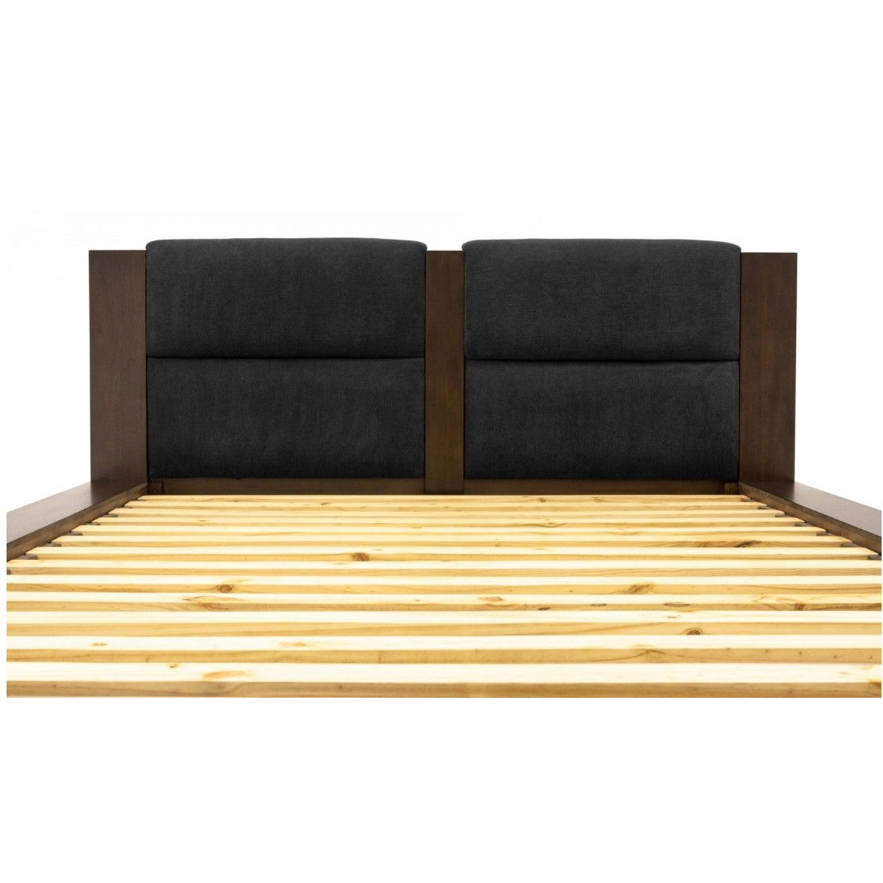 VG - NOVA DOMUS FANTASIA - DARL WALNUT/DARK GREY BED AND TWO NIGHTSTANDS