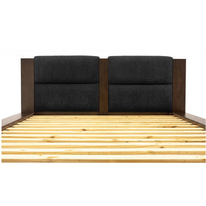 VG - NOVA DOMUS FANTASIA - DARL WALNUT/DARK GREY BED AND TWO NIGHTSTANDS