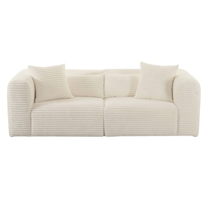 TV-Tarra Fluffy Oversized Cream Corduroy Modular Loveseat