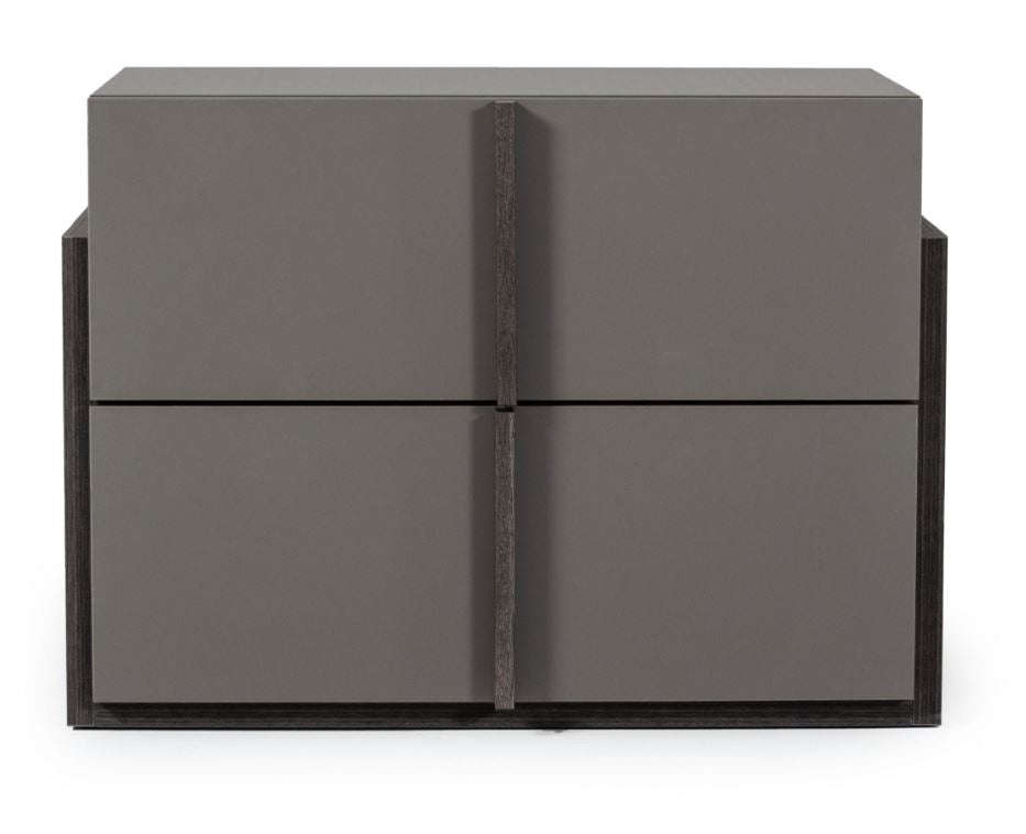 VG -NOVA DOMUS LUCIA MATTE GREY  BED AND 2 NIGHT STANDS
