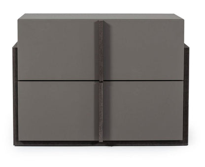 VG -NOVA DOMUS LUCIA MATTE GREY  BED AND 2 NIGHT STANDS