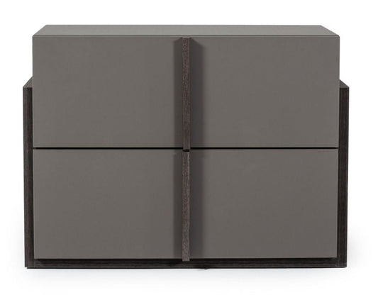 VG -NOVA DOMUS LUCIA MATTE GREY  BED AND 2 NIGHT STANDS