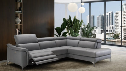 VG - LAMOD ITALIA MONTE CARLO - ITALIAN MODERN GREY LEATHER SECTIONAL