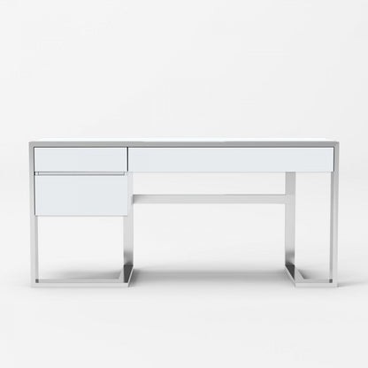 VG - MODREST FAUNA MODERN WHITE HIGH GLOSS & STAINLESS STEEL DESK